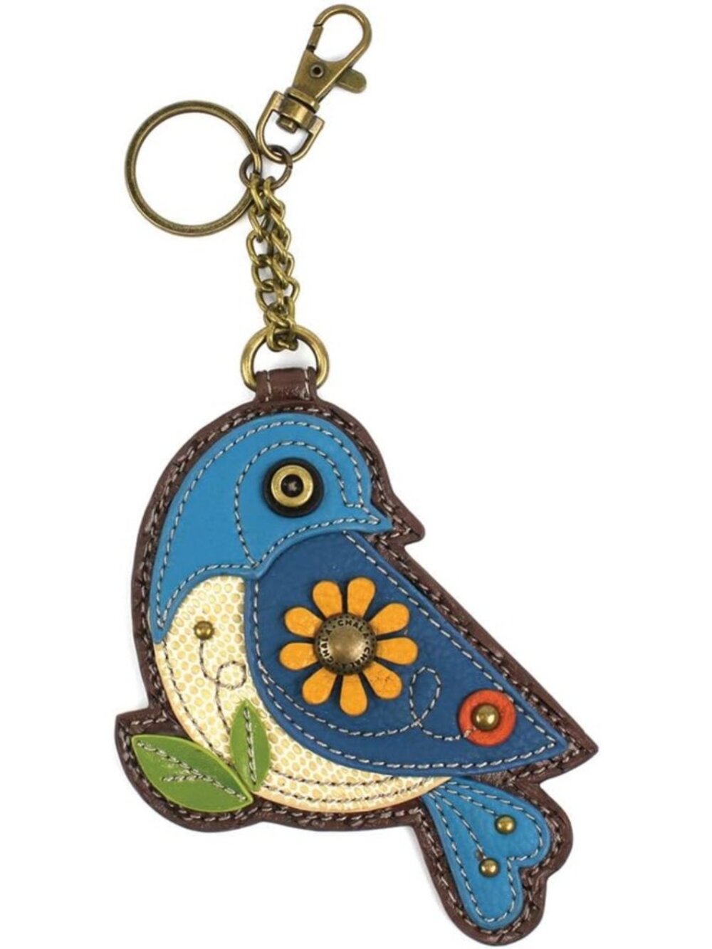 Charming Bird-Themed Women's Key Fob & Coin Purse Accessory - Blue Design